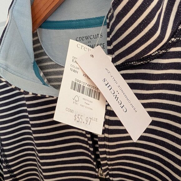 NWT Kid's Crewcuts Navy White Striped Performance Pullover Sweatshirt - Picture 5 of 13